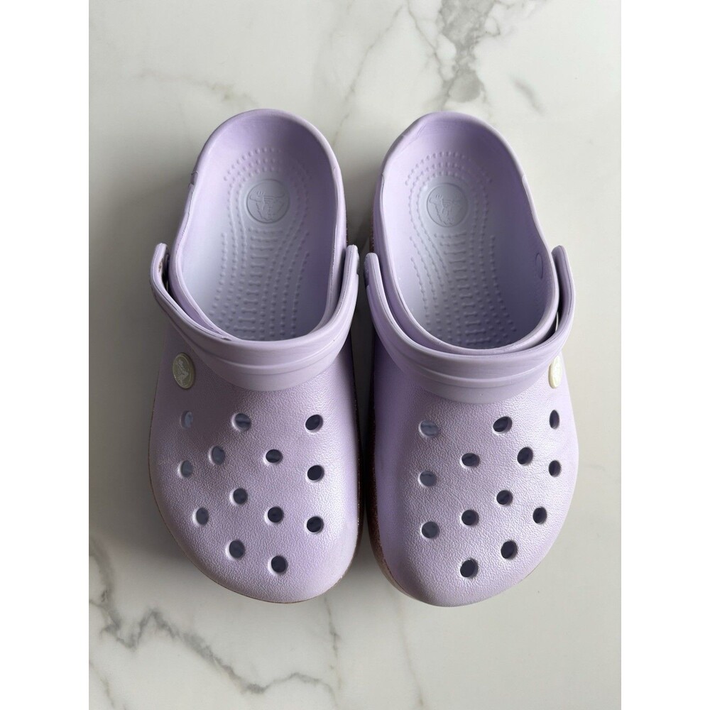 Crocs Classic Platform Glitter Clogs Purple Moon Lavender Sparkle W6 M4